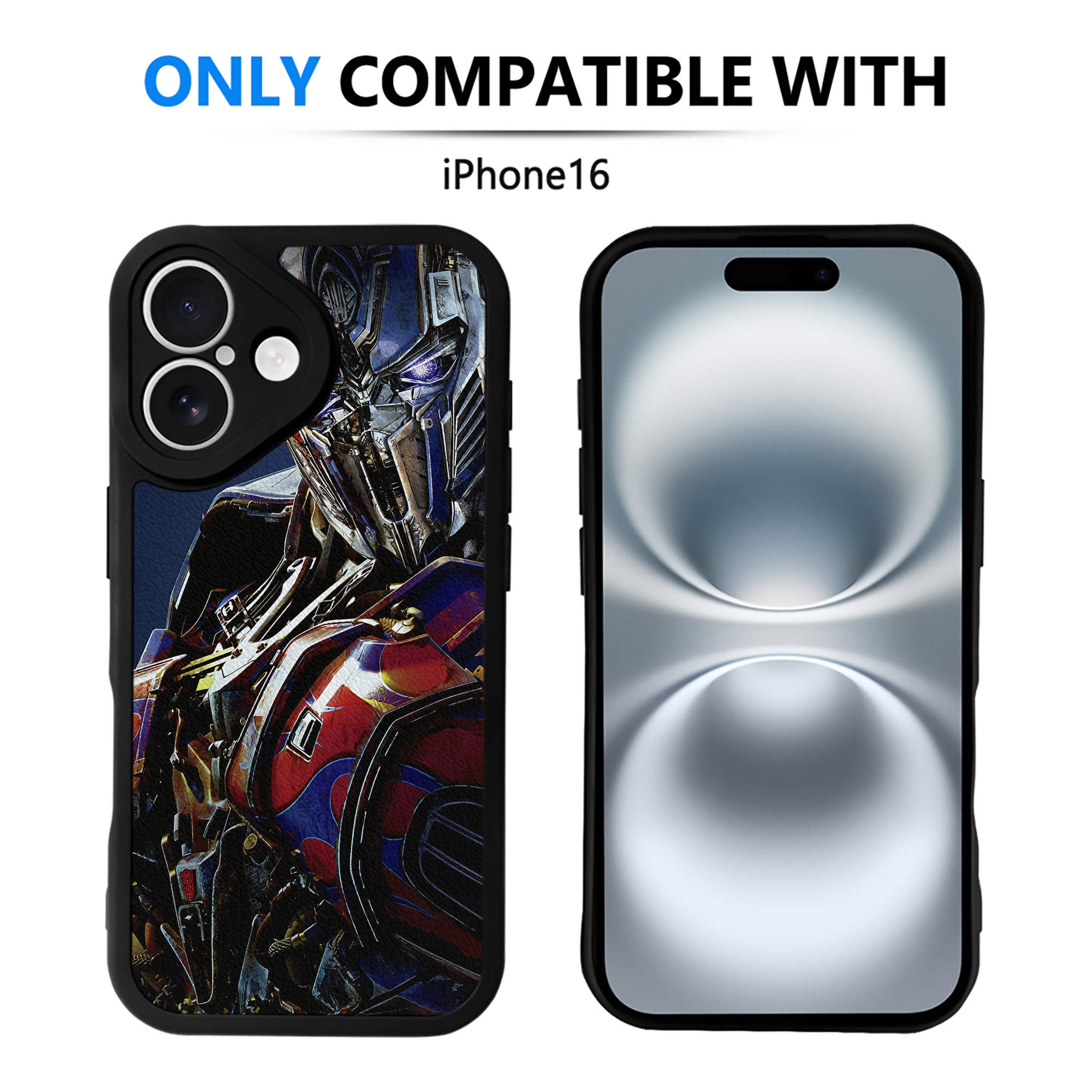 （画像用） Transformers トランスフォーマー 【iPhone 16シリーズ対応】シリコンスマホケース（レザー調） 材質：シリコン